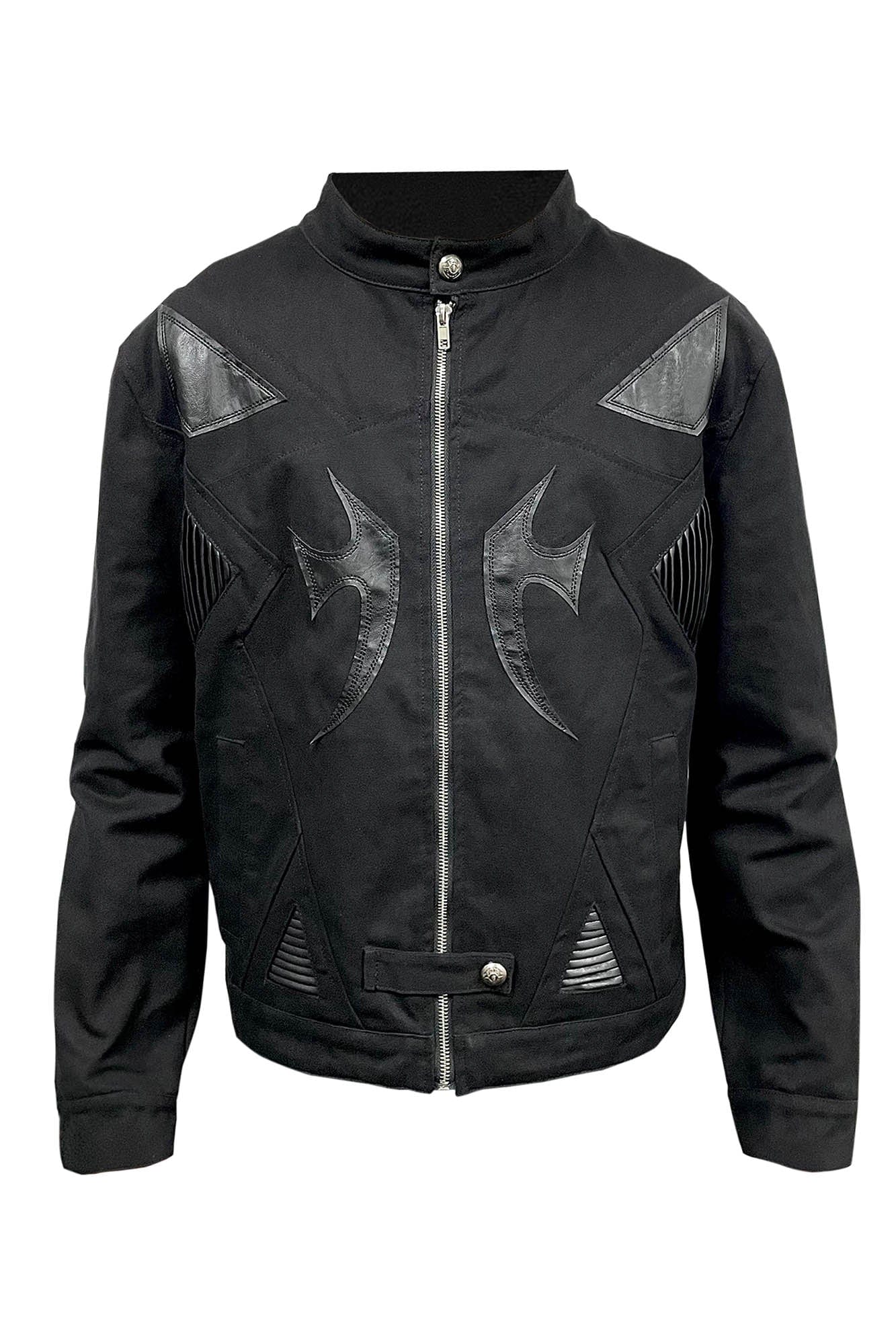 PHANTOMHUNTER Modern Canvas Paneled Biker Jacket