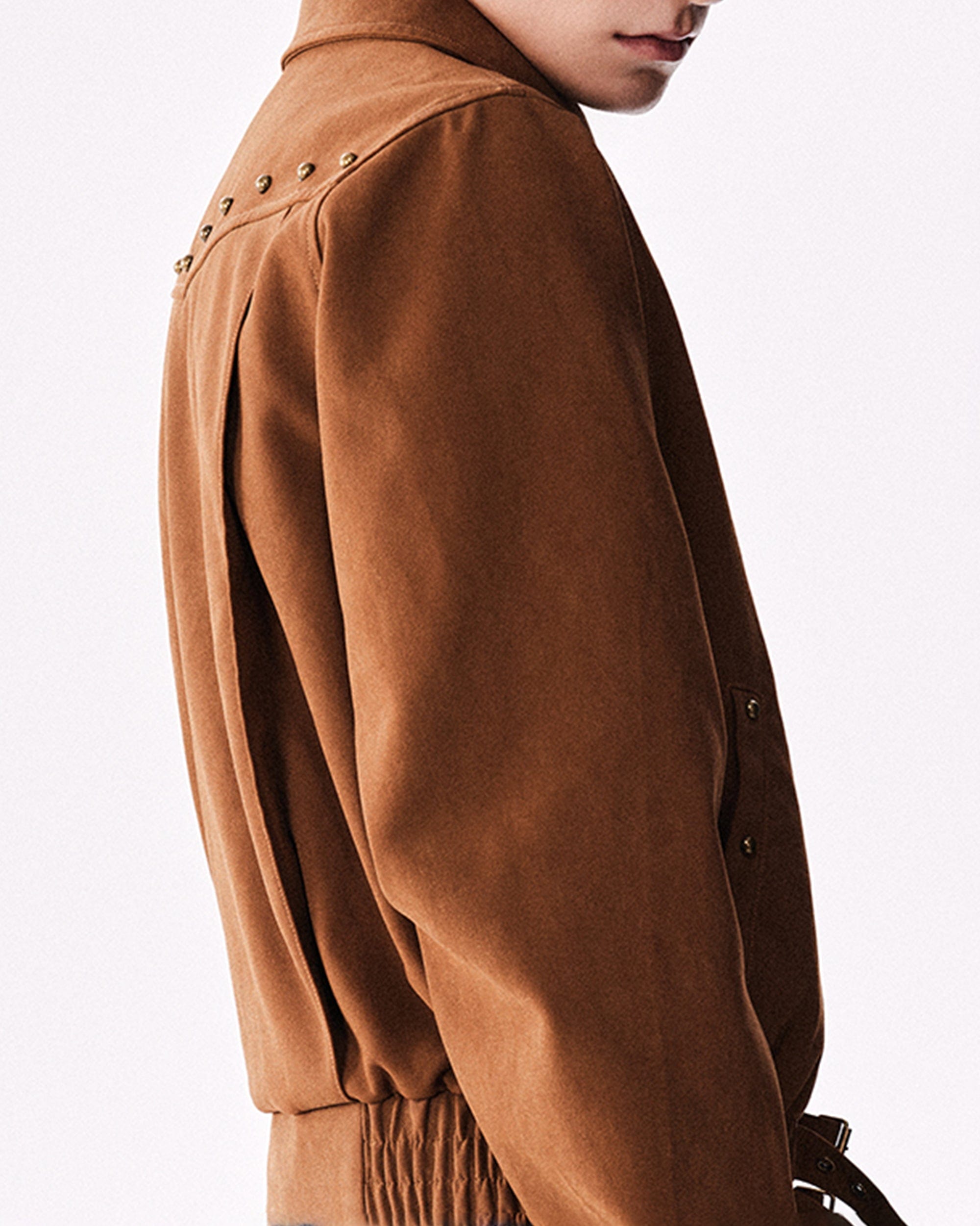 RICHILL Faux Suede Asymmetrical Zipper Rivet Jacket