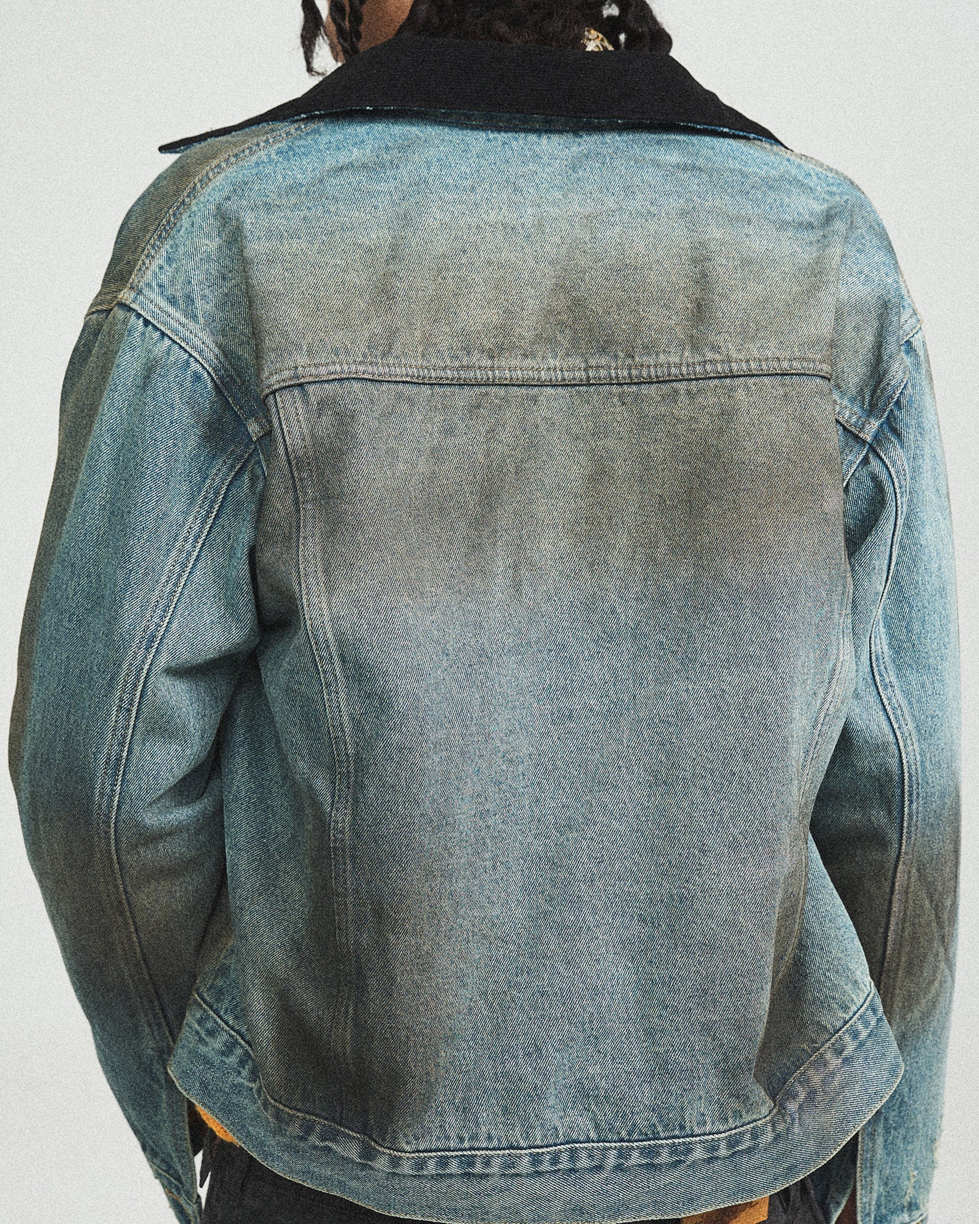 STEEPC Distressed Washed Denim Jacket
