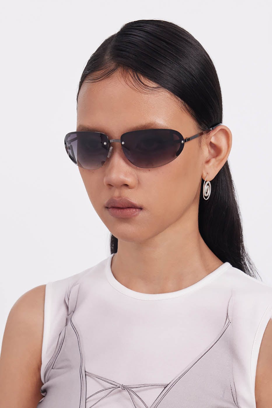 DAMAGE ASIA OPTICALS Semi-Rim Oval Sunglasses