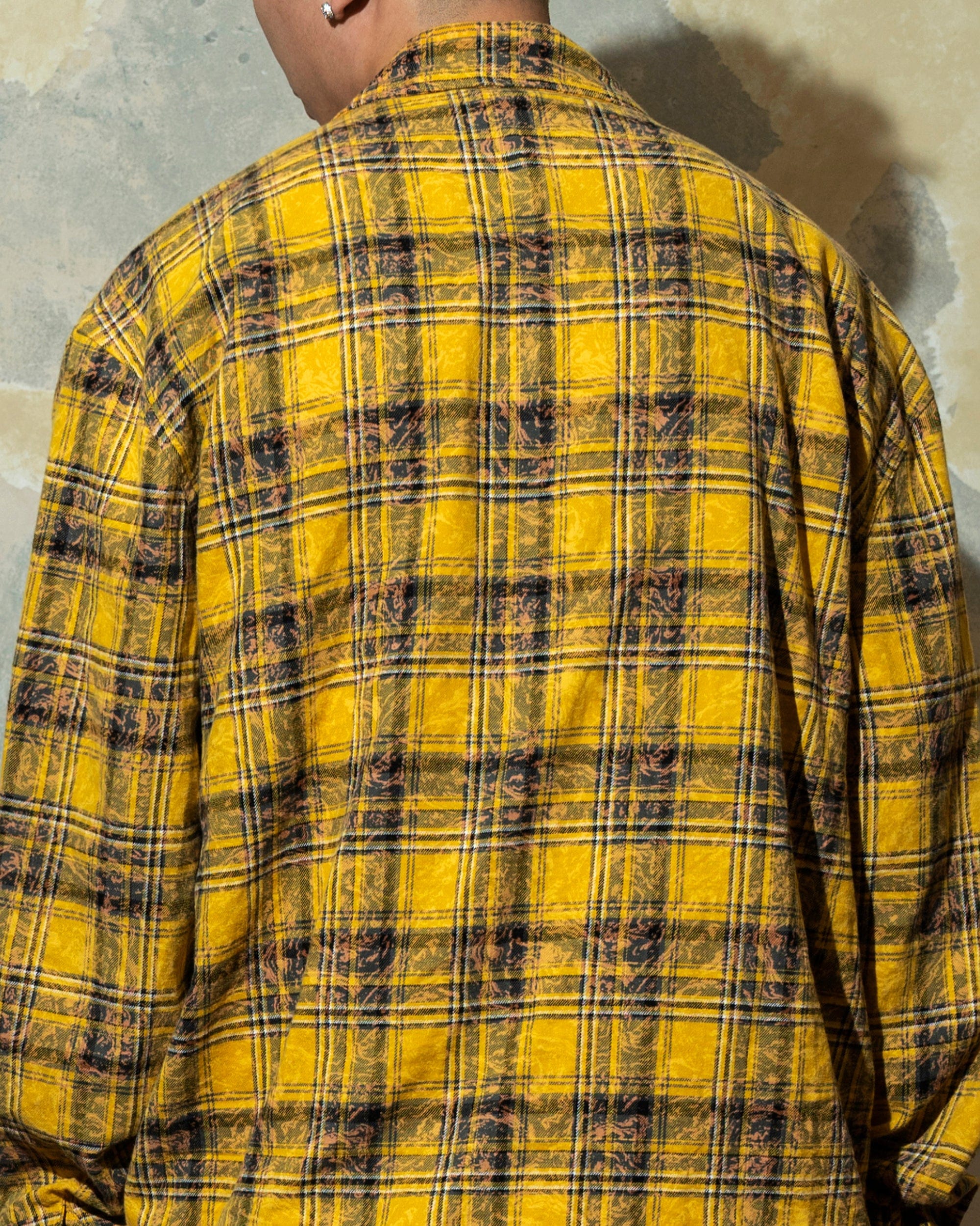 MAKEMORE Retro Plaid Shirt Yellow