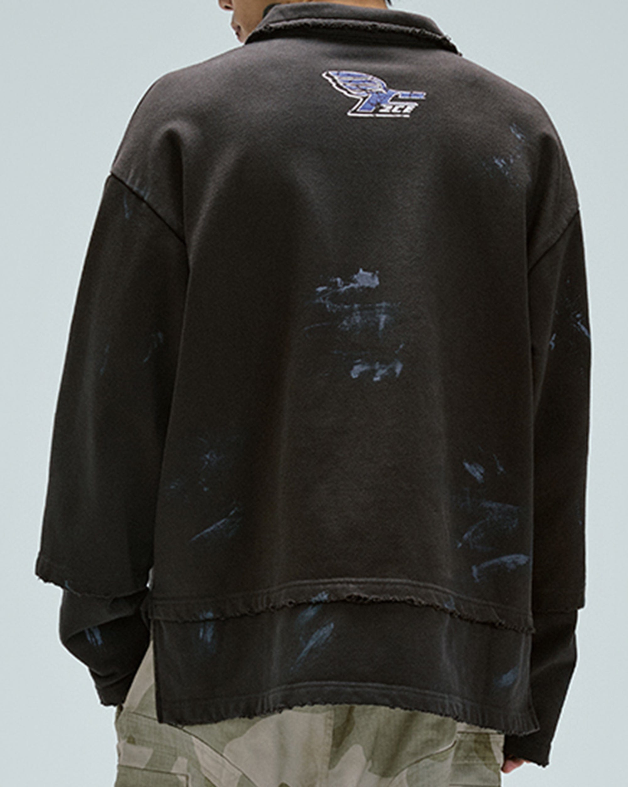 F2CE Layered Raw-Edge Racing Logo Hoodie