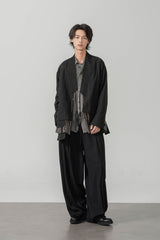MOITIEDEPETALE Striped Layered Stitched Daoist Robe