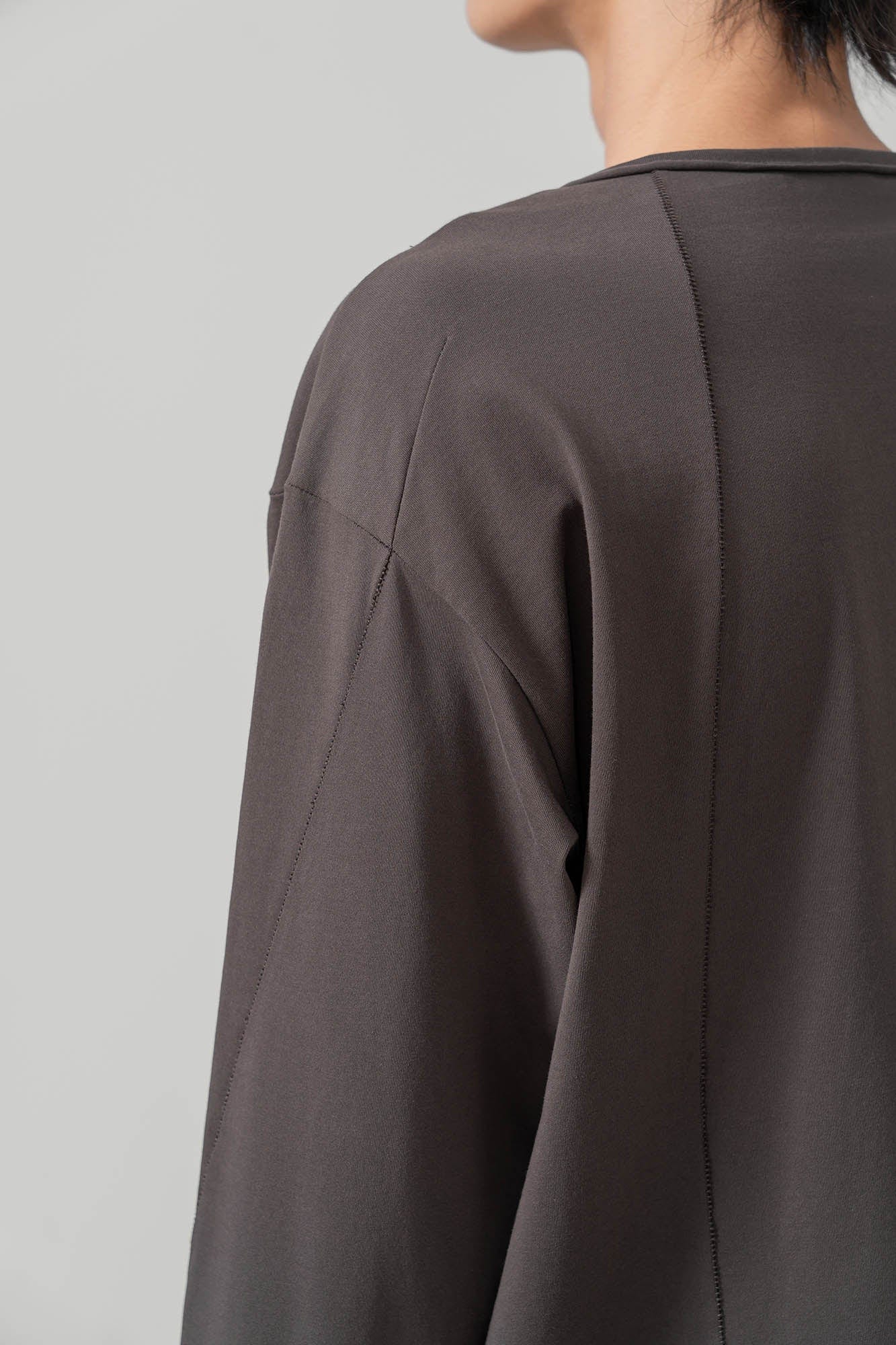 MOITIEDEPETALE Layered Asymmetrical Henley Long-Sleeve Tee