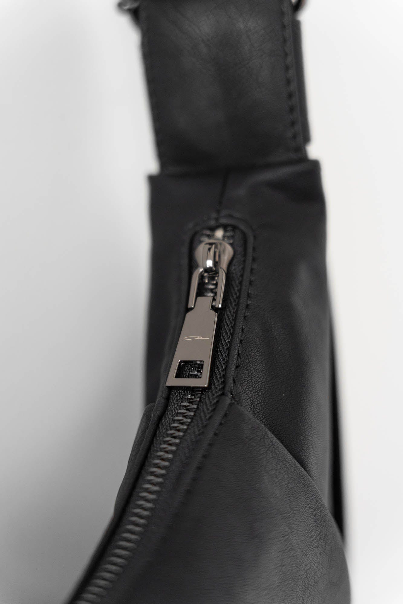MOITIEDEPETALE Pleated Waxed Leather Croissant Bag