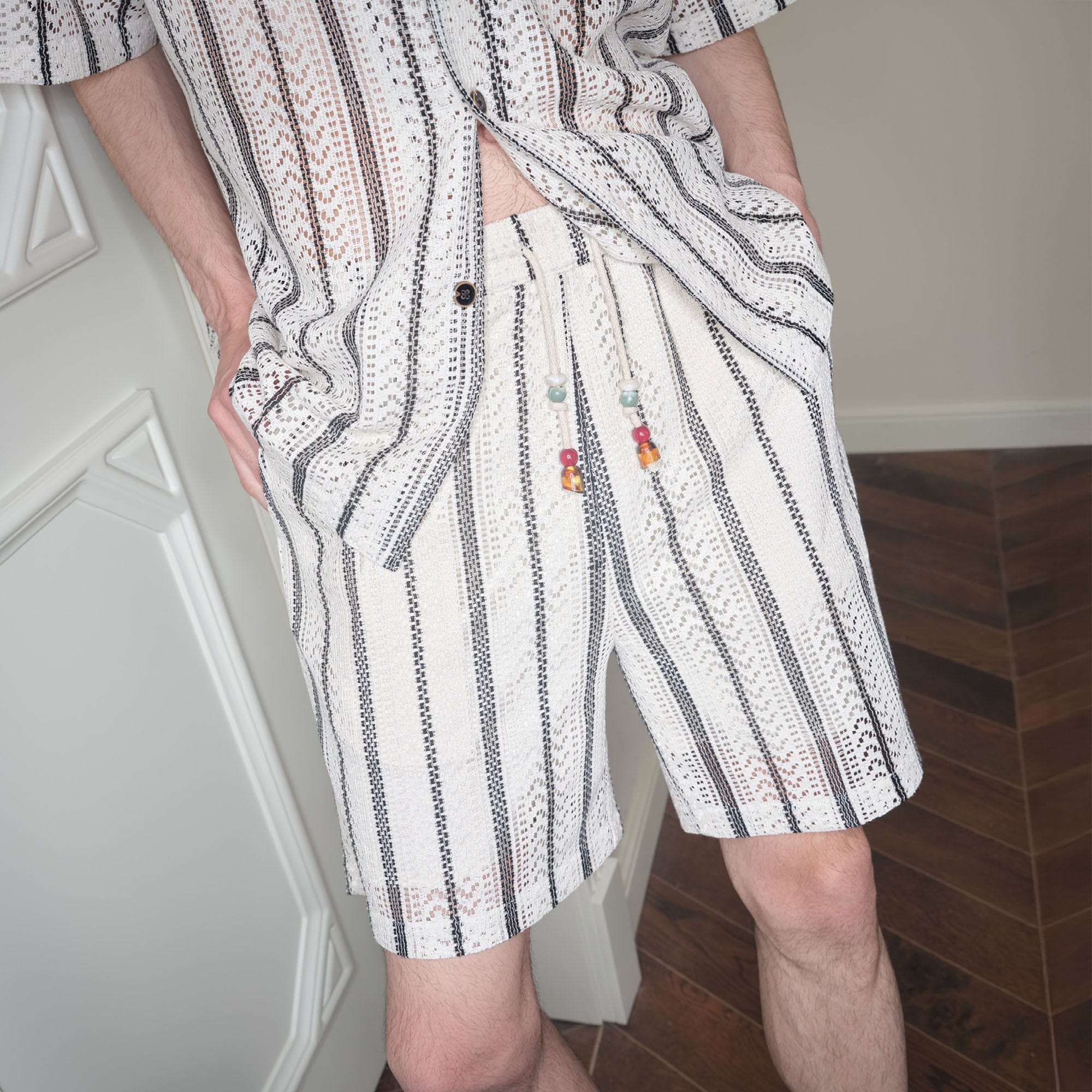 SOURPLUM Striped Crochet Two-Piece Set