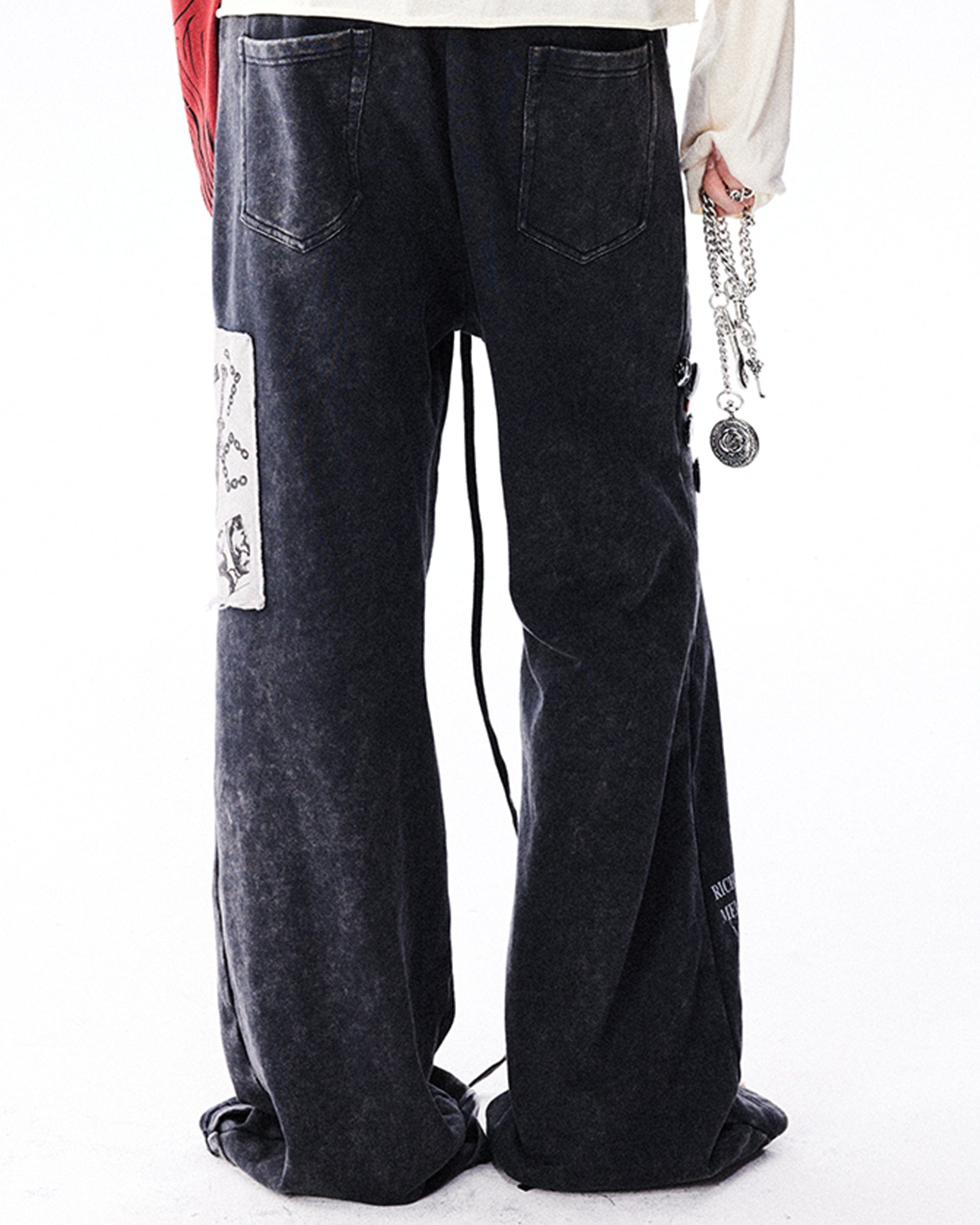 RICHILL Washed Badge Patchwork Pants