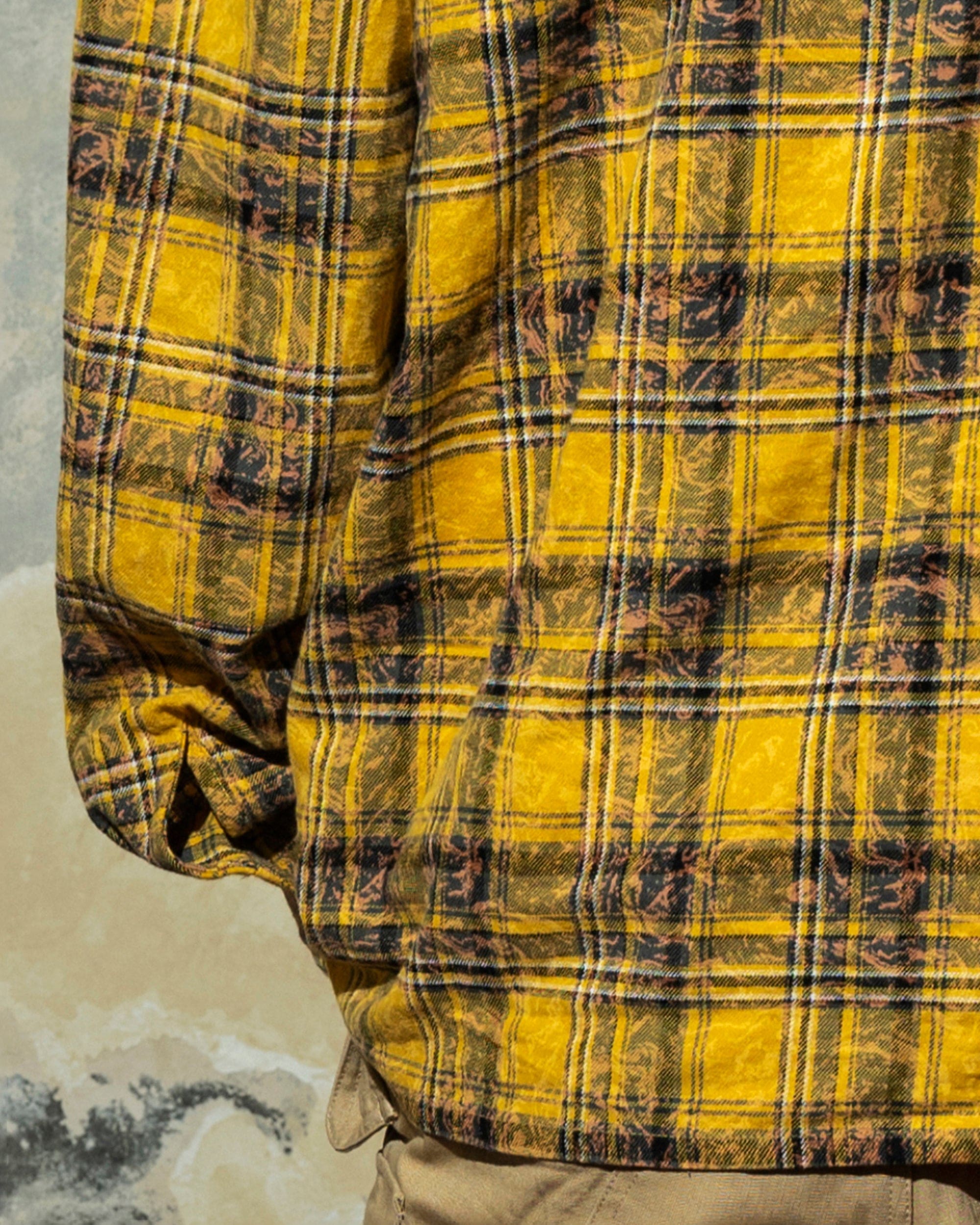 MAKEMORE Retro Plaid Shirt Yellow