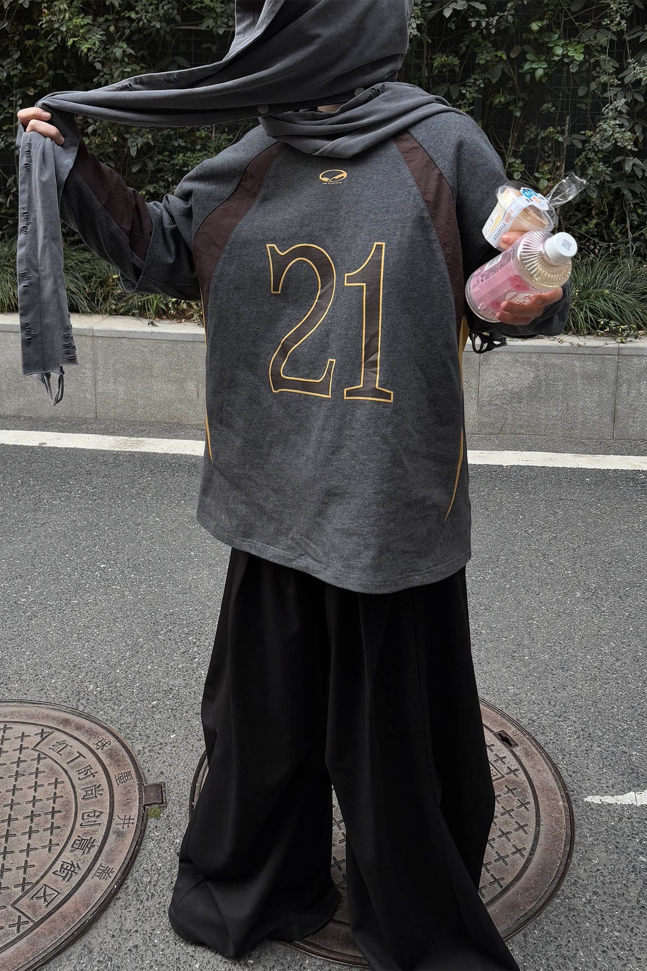 RELABEL No.21 Spliced Layered Long-Sleeve Tee