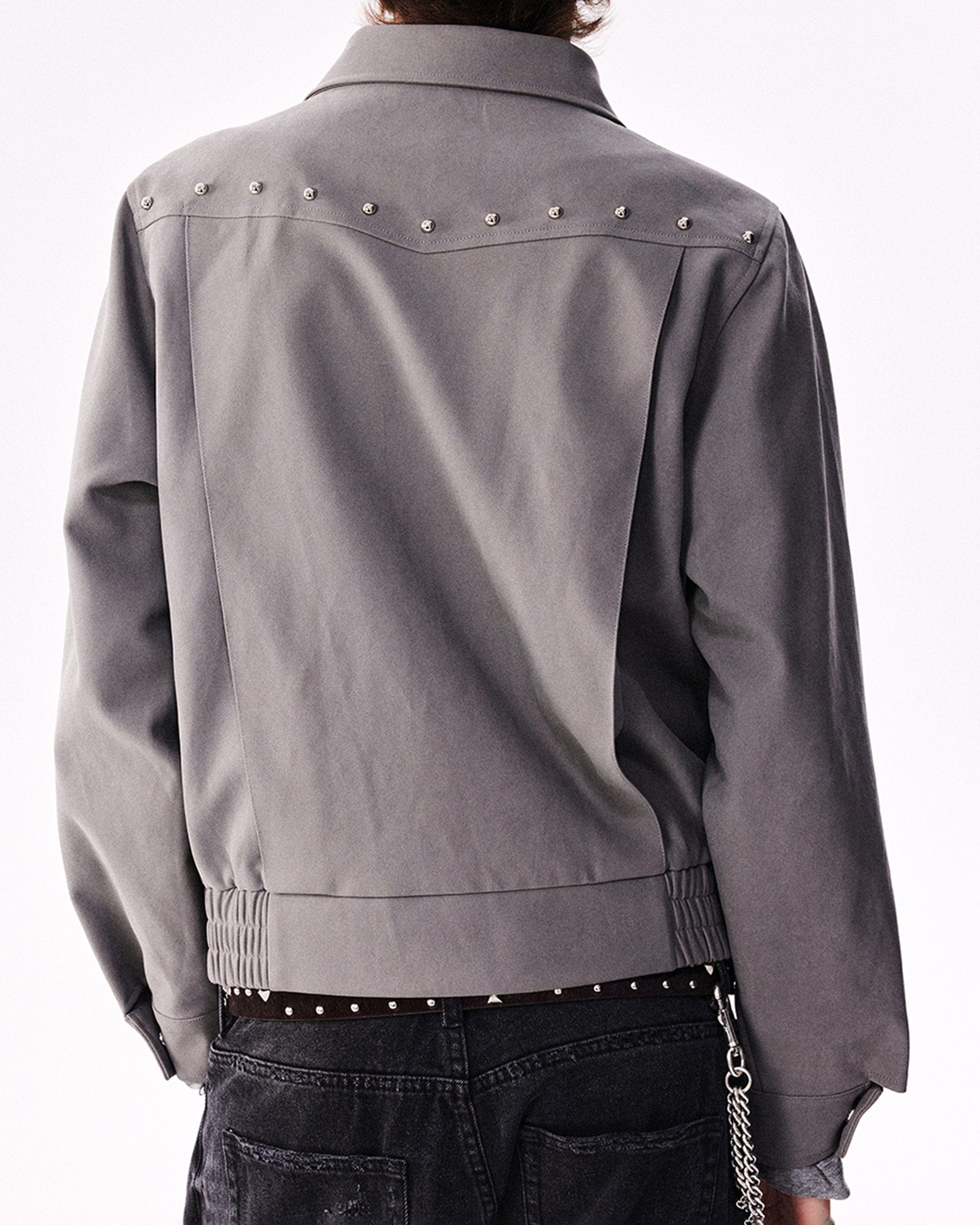 RICHILL Faux Suede Asymmetrical Zipper Rivet Jacket