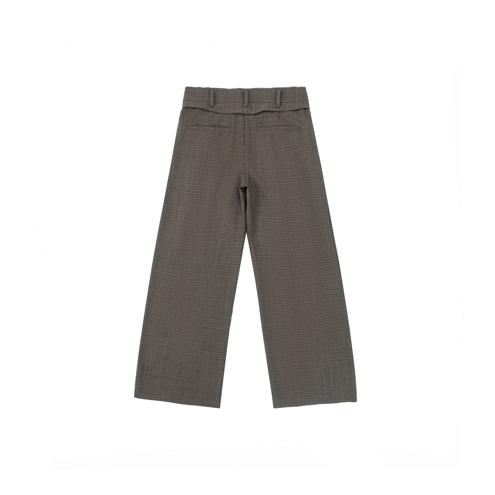 IN EXISTENCE Inverted Pleats Mini Check Wide-Leg Trousers