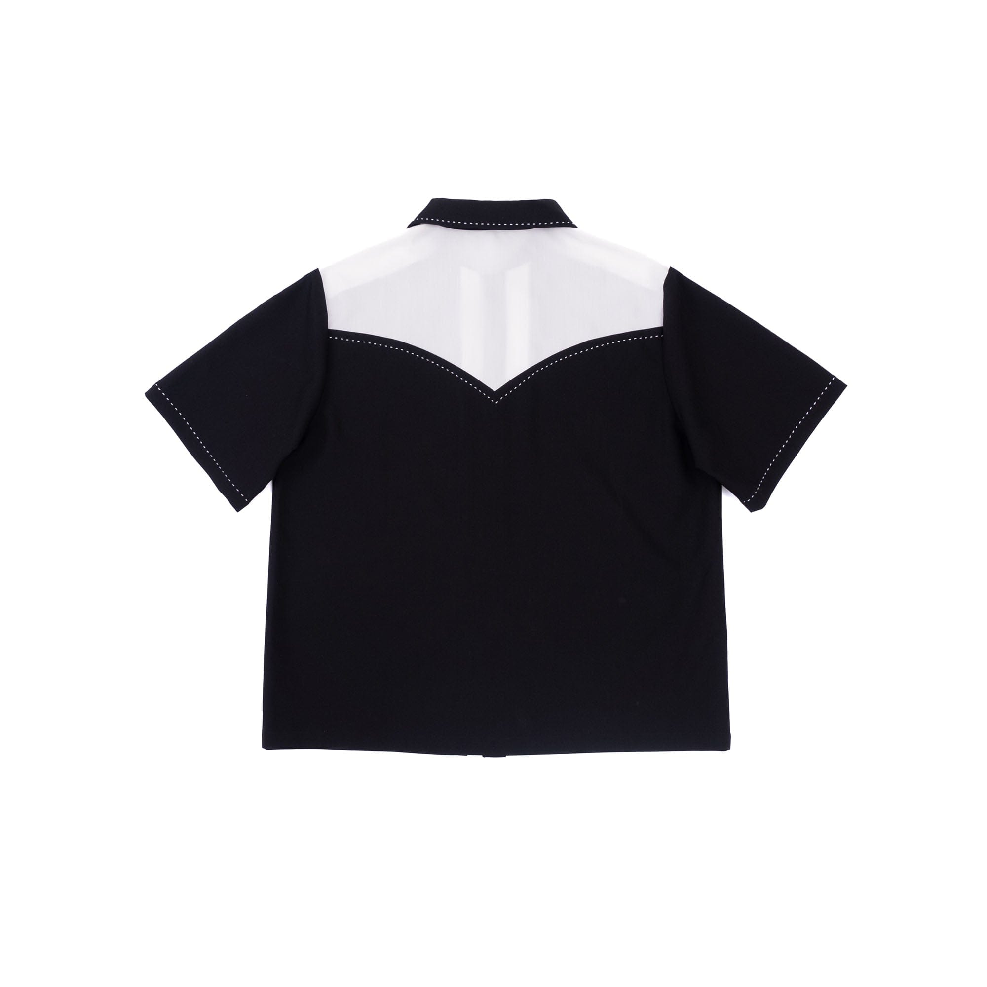IN EXISTENCE Contrast-Panel Stitch Half Shirt
