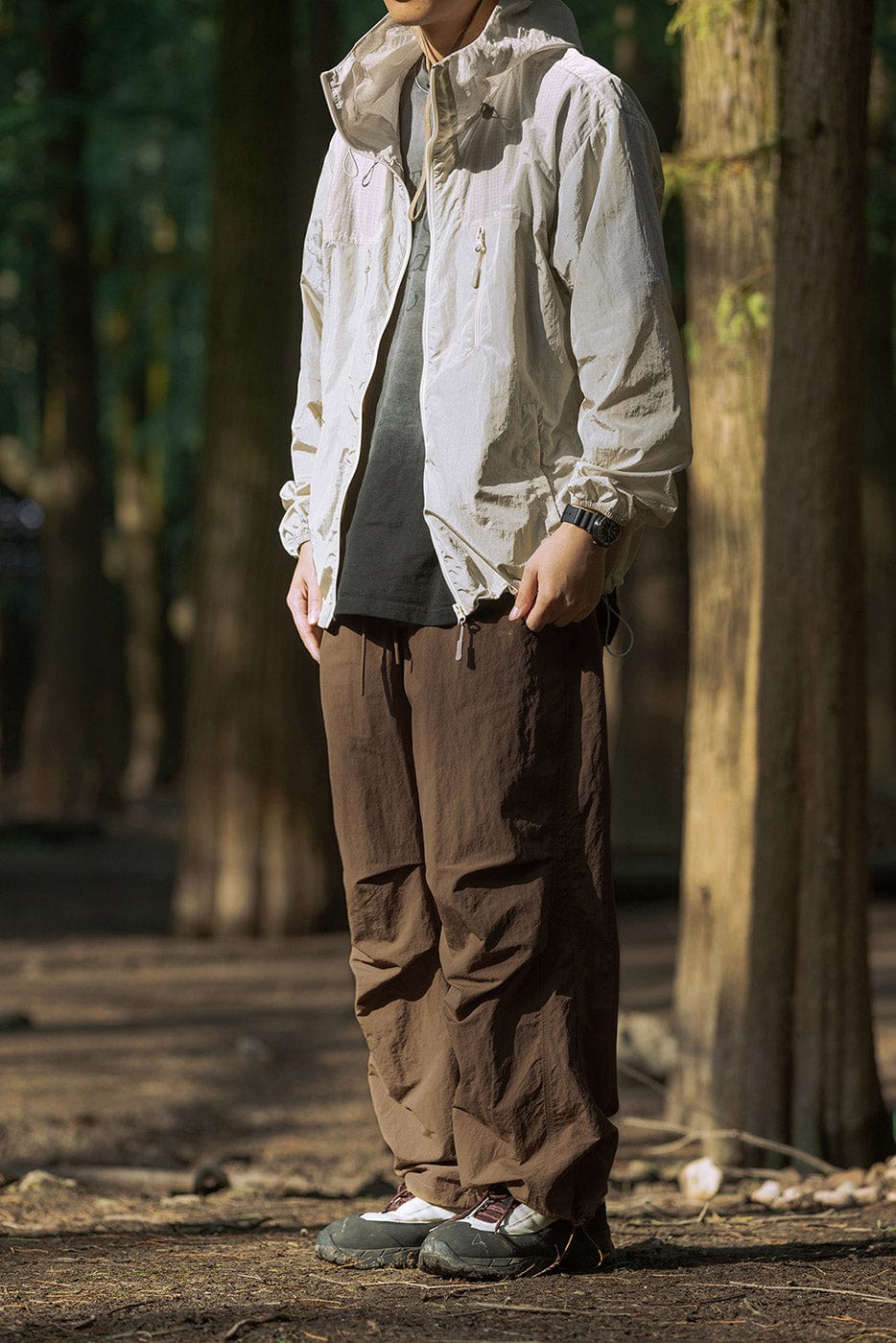 ENSHADOWER Splash-Proof Spliced Crinkled Parachute Pants
