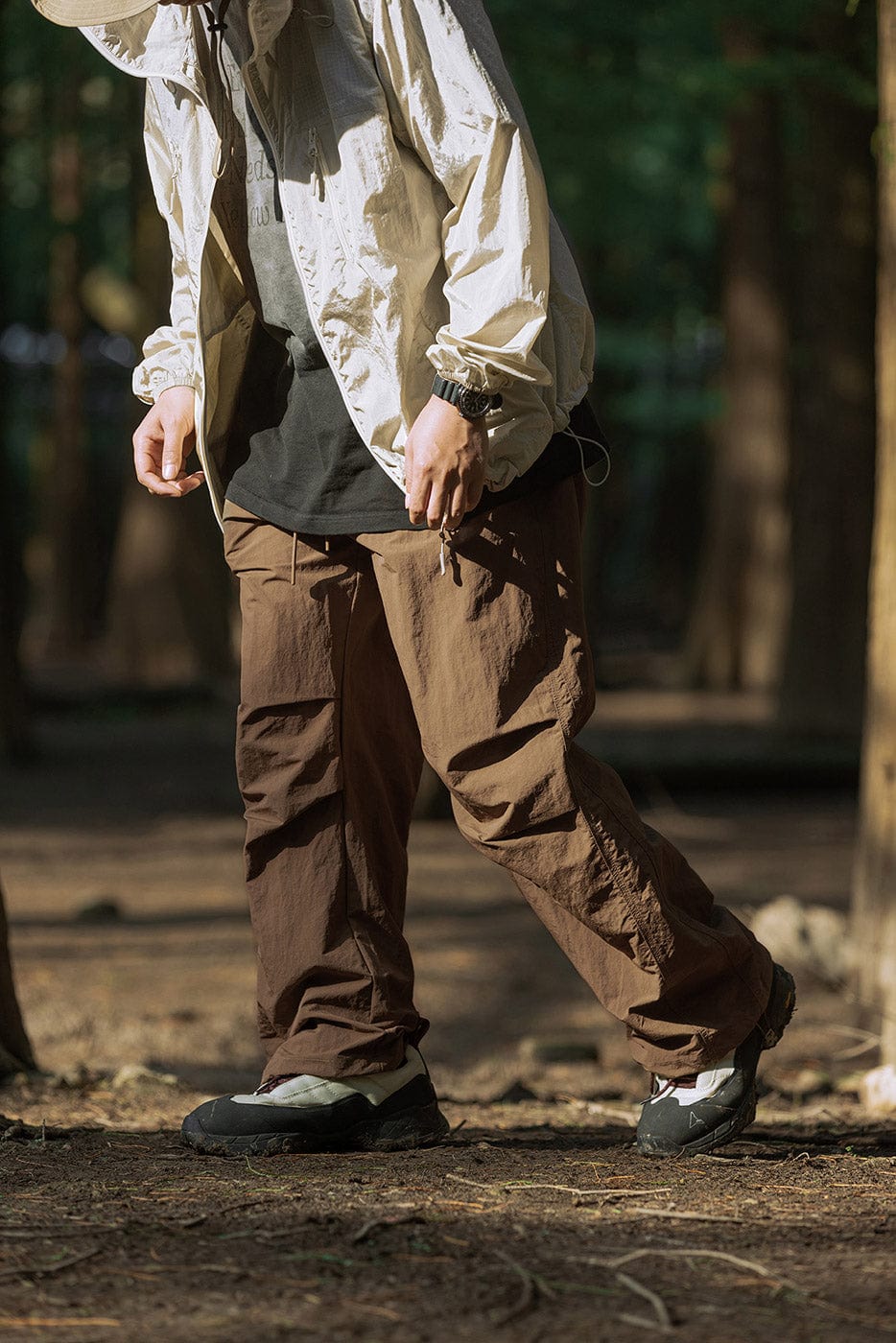 ENSHADOWER Splash-Proof Spliced Crinkled Parachute Pants