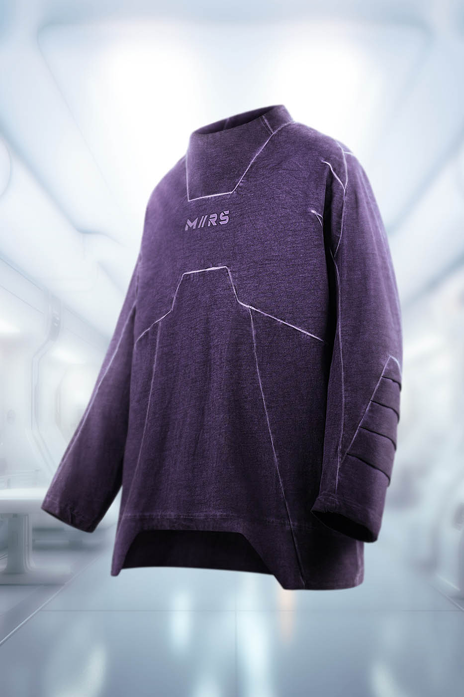 XIPHEVIL Futuristic-Distressed Paneled L/S Tee