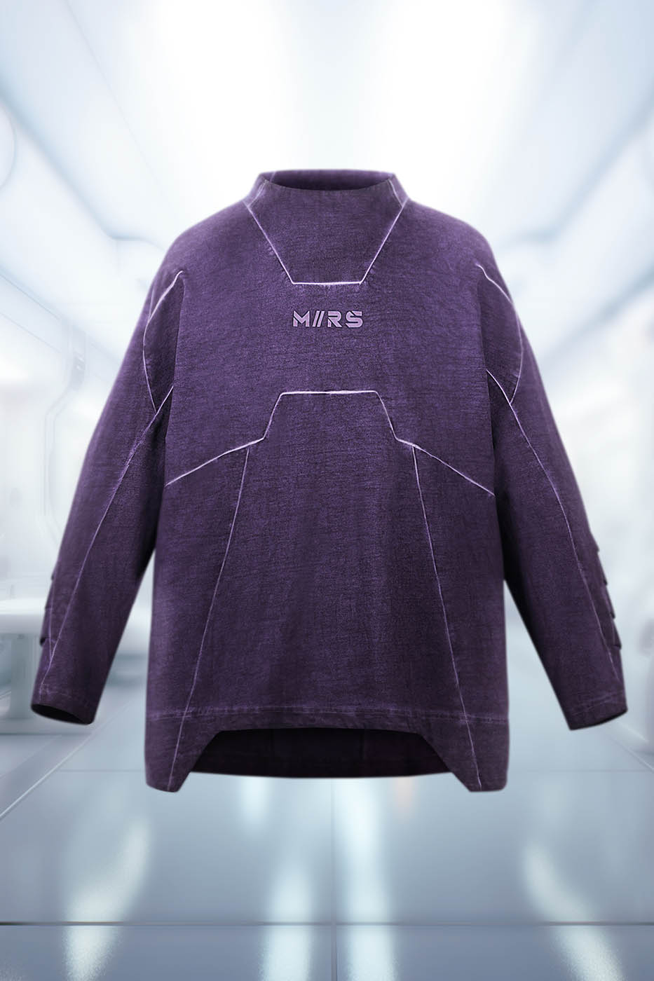 XIPHEVIL Futuristic-Distressed Paneled L/S Tee