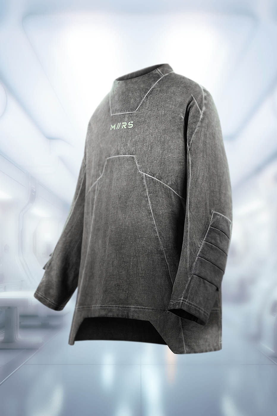 XIPHEVIL Futuristic-Distressed Paneled L/S Tee