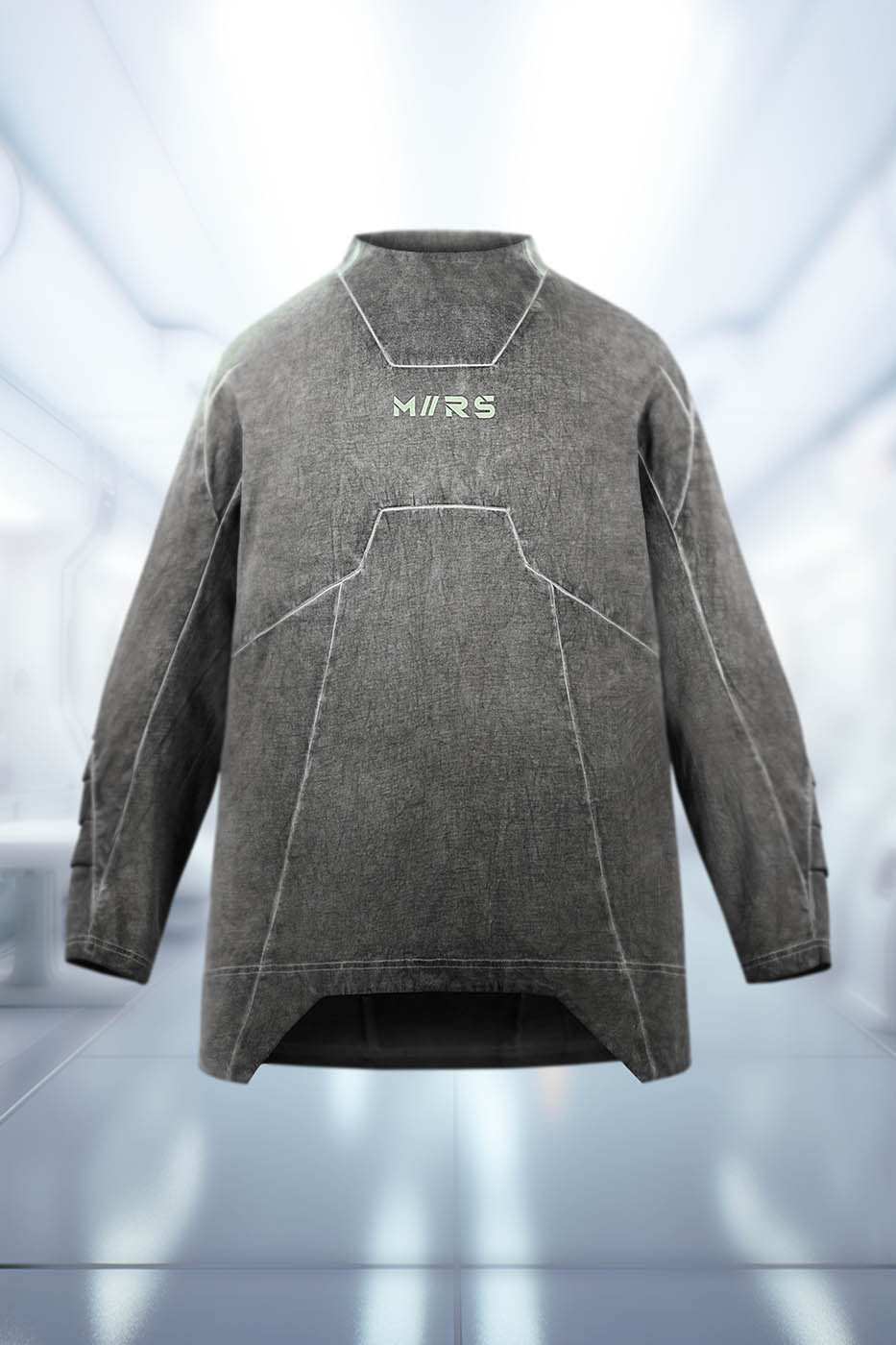 XIPHEVIL Futuristic-Distressed Paneled L/S Tee