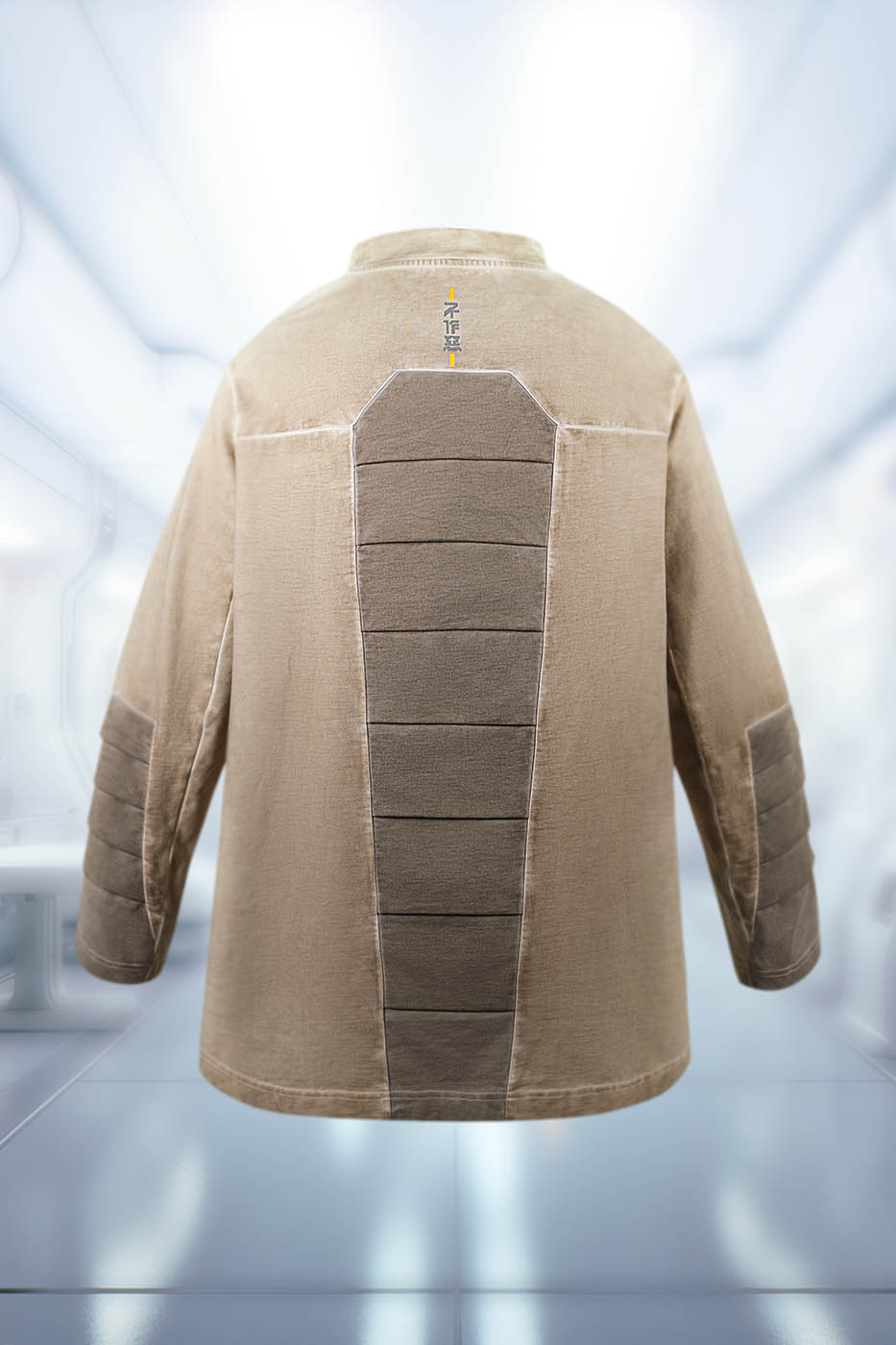 XIPHEVIL Futuristic-Distressed Paneled L/S Tee