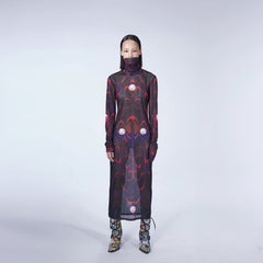 EMBRYO Abstract Mesh Logo Full-print One Piece Dress