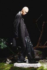 RELABEL Multi-Pocket Pleated Faux Leather Wide-Leg Pants