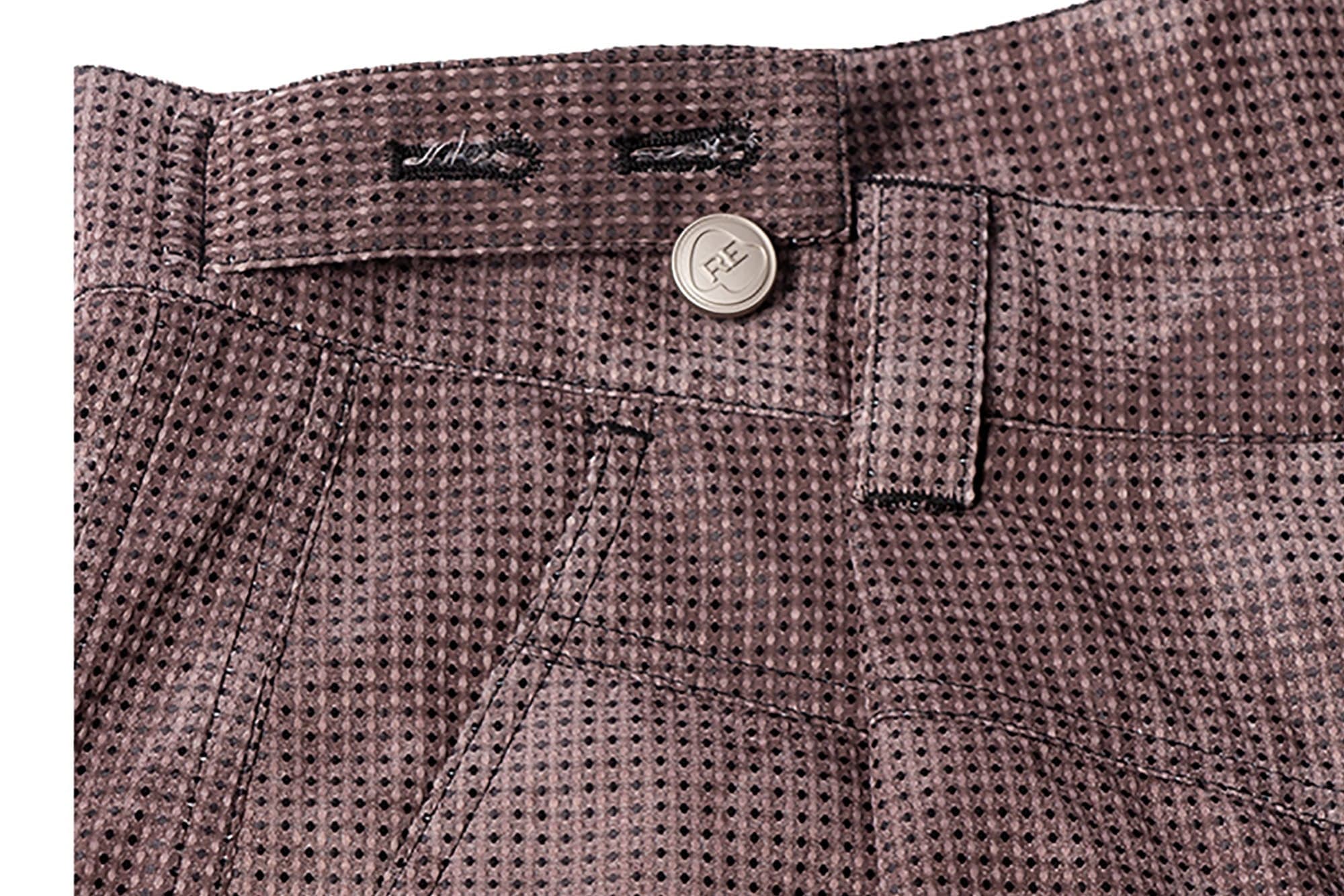 RELABEL Mini Checker Multi-Pocket Strap Pleated Cargo Pants Red