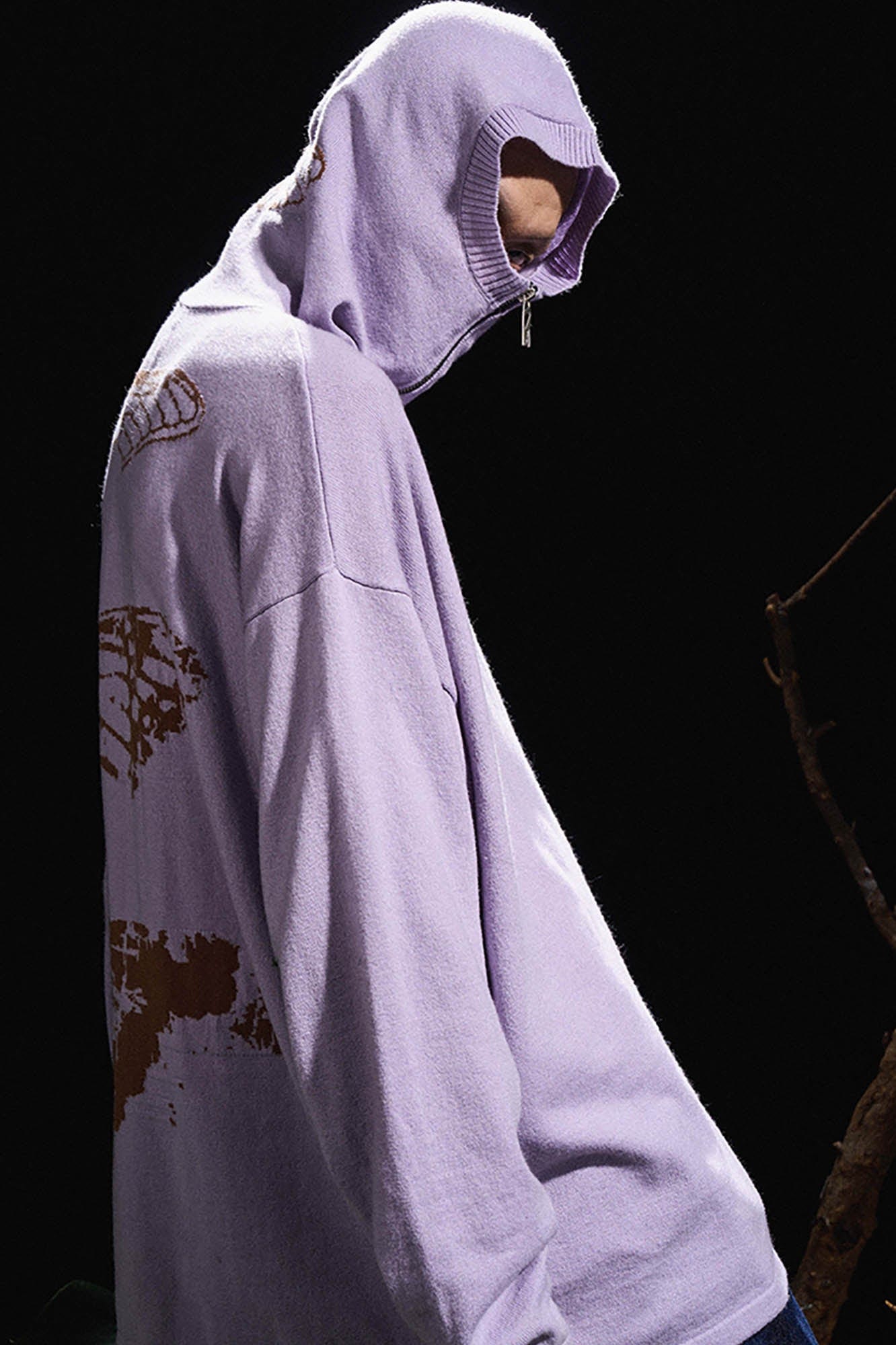 RELABEL Butterfly Zip-Up Mask Wool-Blended Hoodie