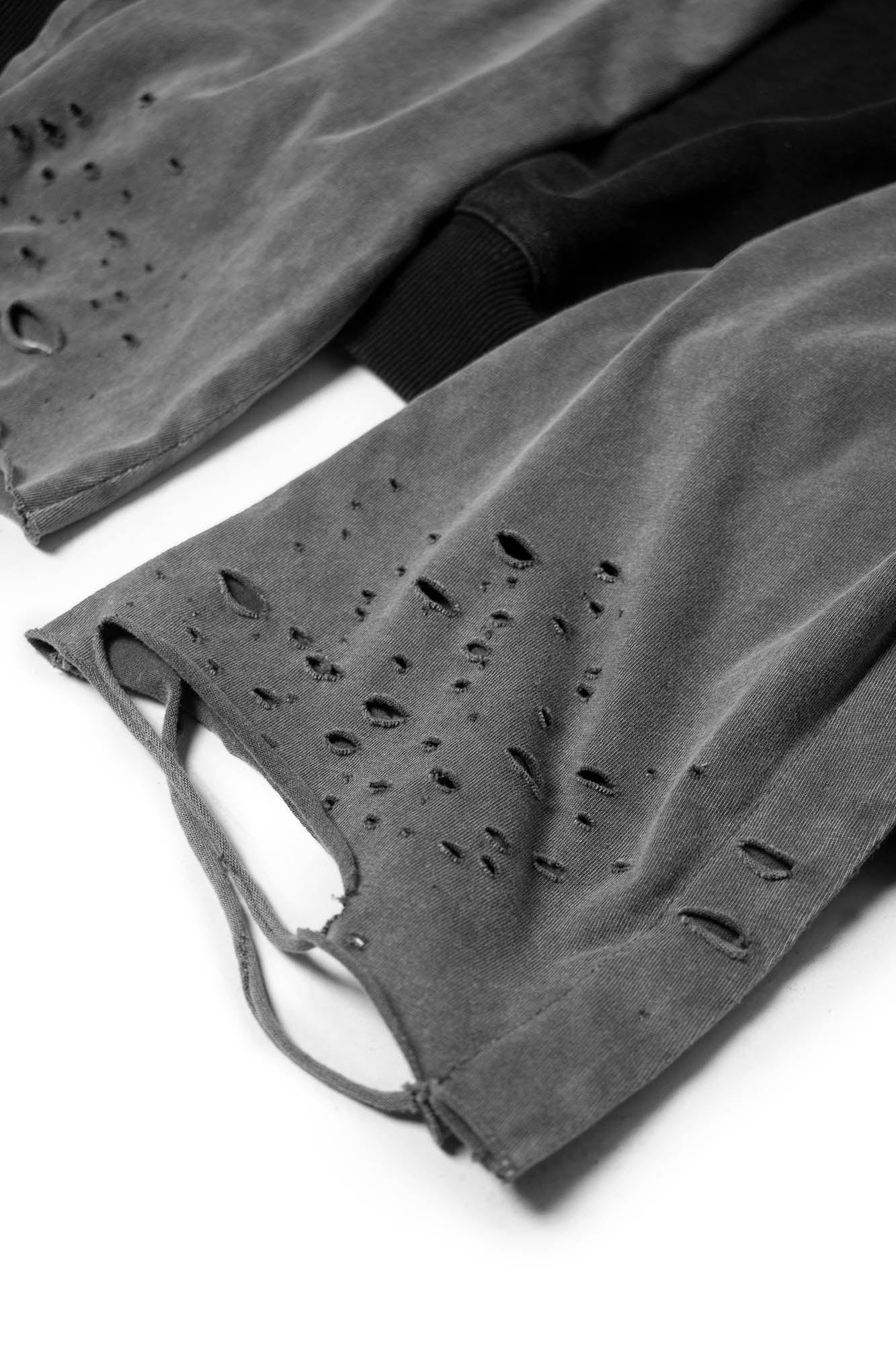 RELABEL Detachable-Hood Distressed Ripped Sweatshirt