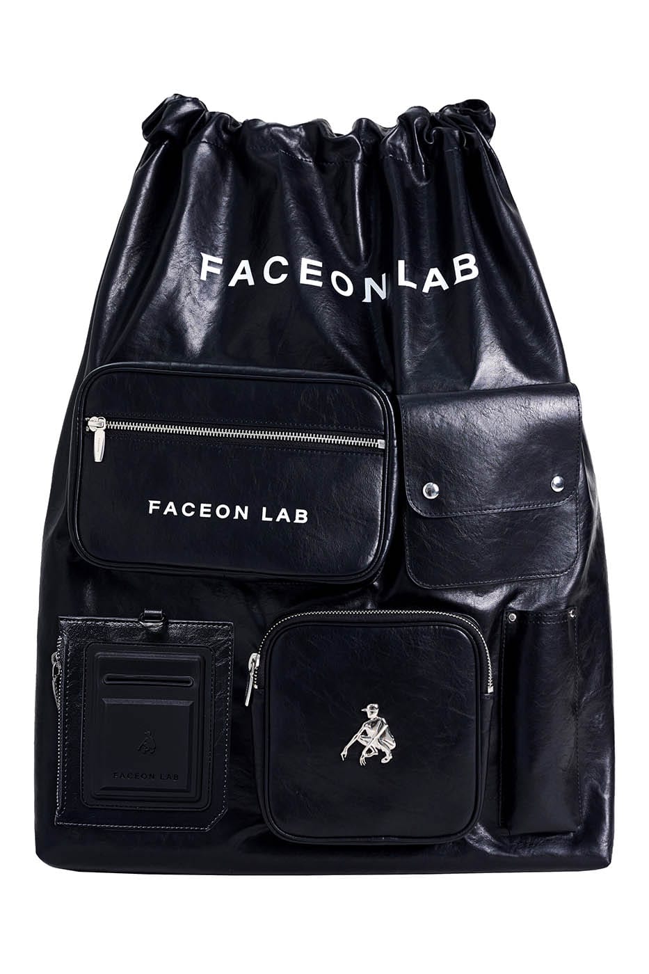FACEONLAB Multi-Pocket Faux Leather Nomad Bag