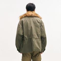 LEONSENSE Classic Detachable Faux-Fur Collar Parka Coat