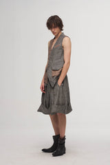 ILNya Nieternite Nifutur Asymmetrical Panelled Contrast Back-Tie Vest Brown