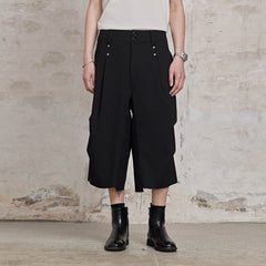 FACEONLAB Retro Pleated Raw-Edge Shorts