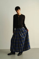 KADAKADA Paneled Reversible Plaid Raw-Edge Maxi Skirt