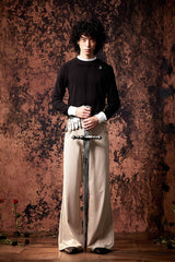 IN EXISTENCE Layered Asymmetrical Neck Embroidered Long-Sleeve Tee