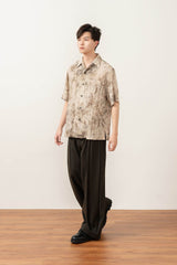 MOITIEDEPETALE Wrinkled Tie-Dyed Botanical Half Shirt