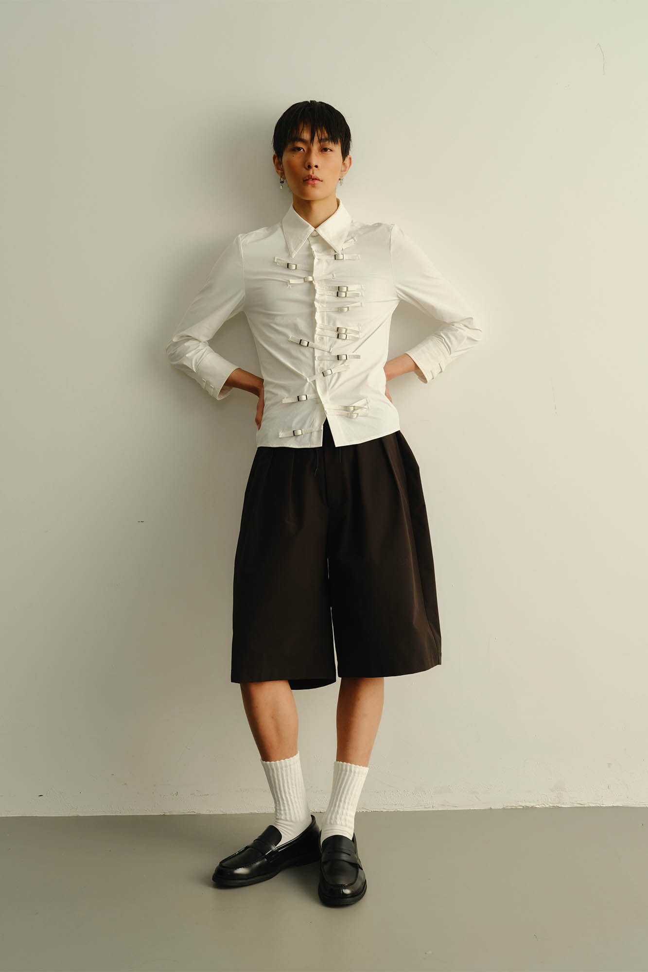KADAKADA Asymmetrical Multi-Buckle Tailored Fit Shirt