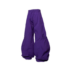 RELABEL Big-Pocket Pleated Oversized Curved Pants Purple