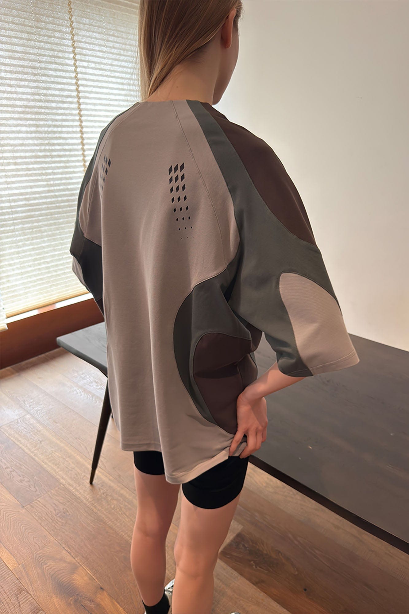 MIICHOUS Arc Spliced Dual Half-Zip Raglan T-Shirt