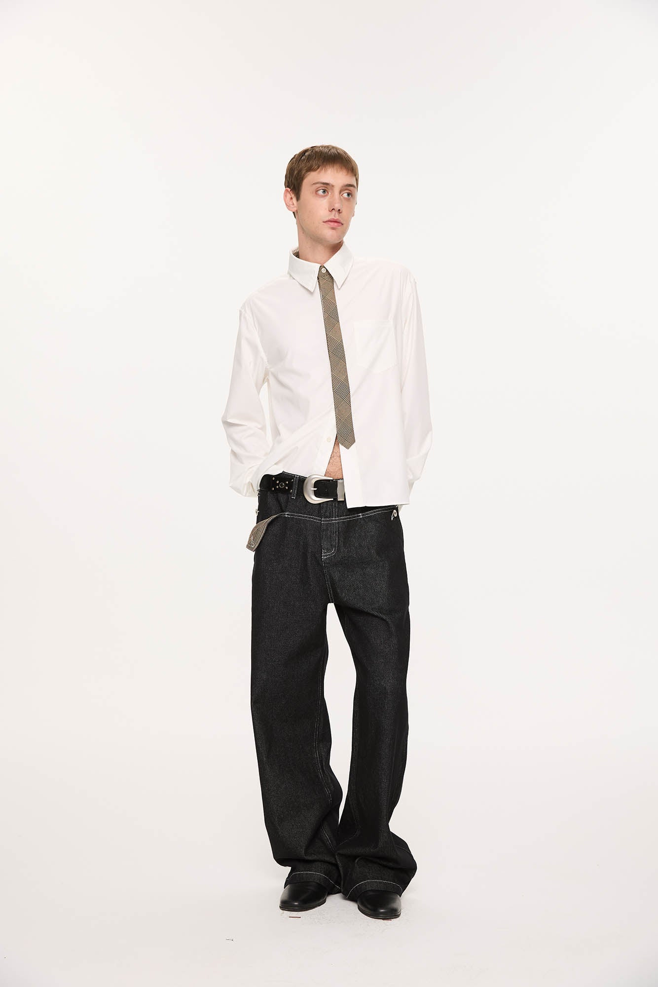 KREATE Panel Flap Plaid Pocket Jeans