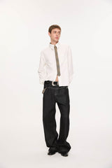 KREATE Panel Flap Plaid Pocket Jeans