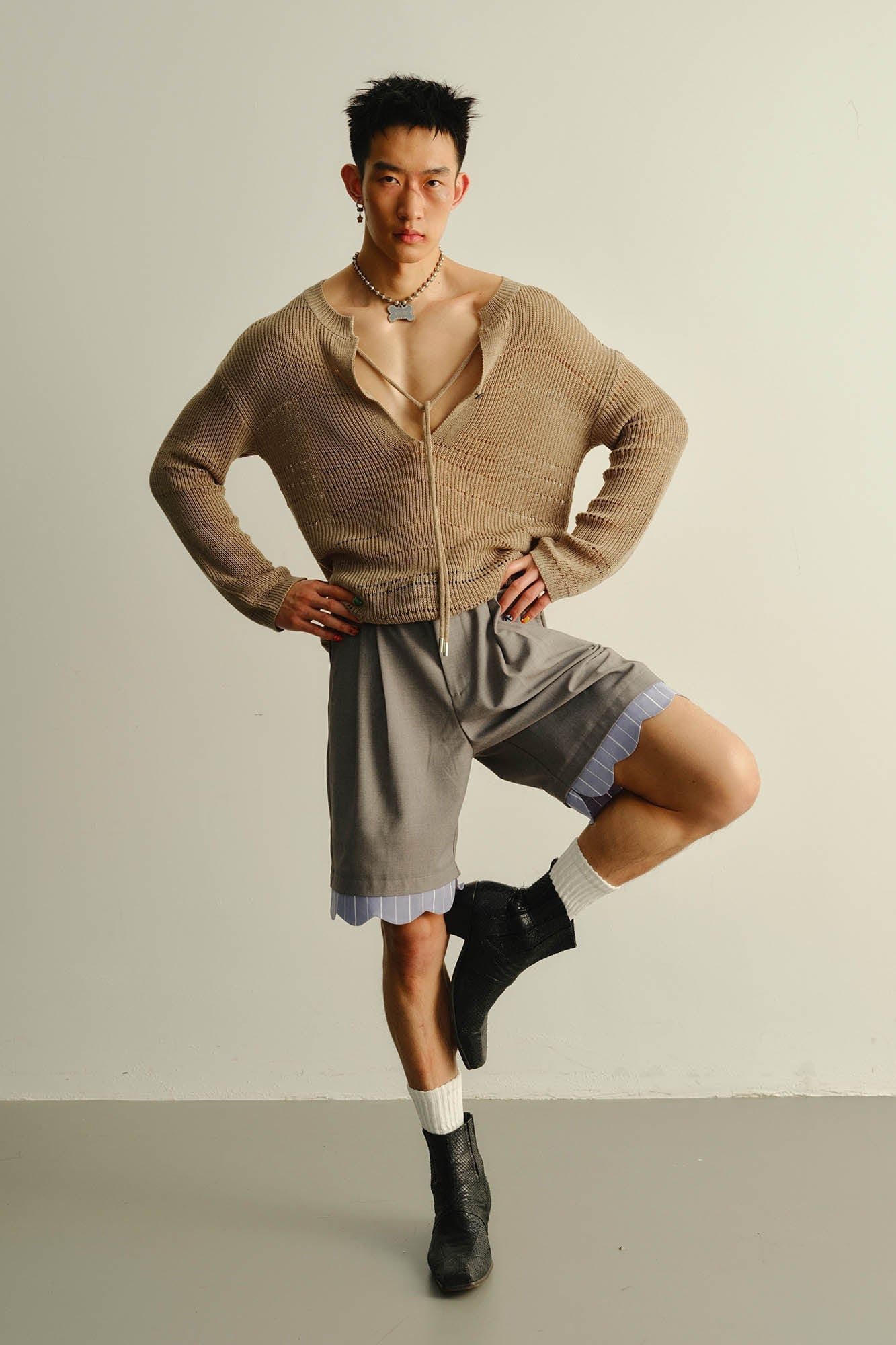 KADAKADA Open-Knit Drawstring Sweater