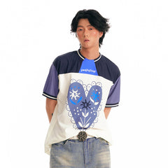 1997 POSTOFFICE Heart Floral Panelled Qucik-Dry T-Shirt