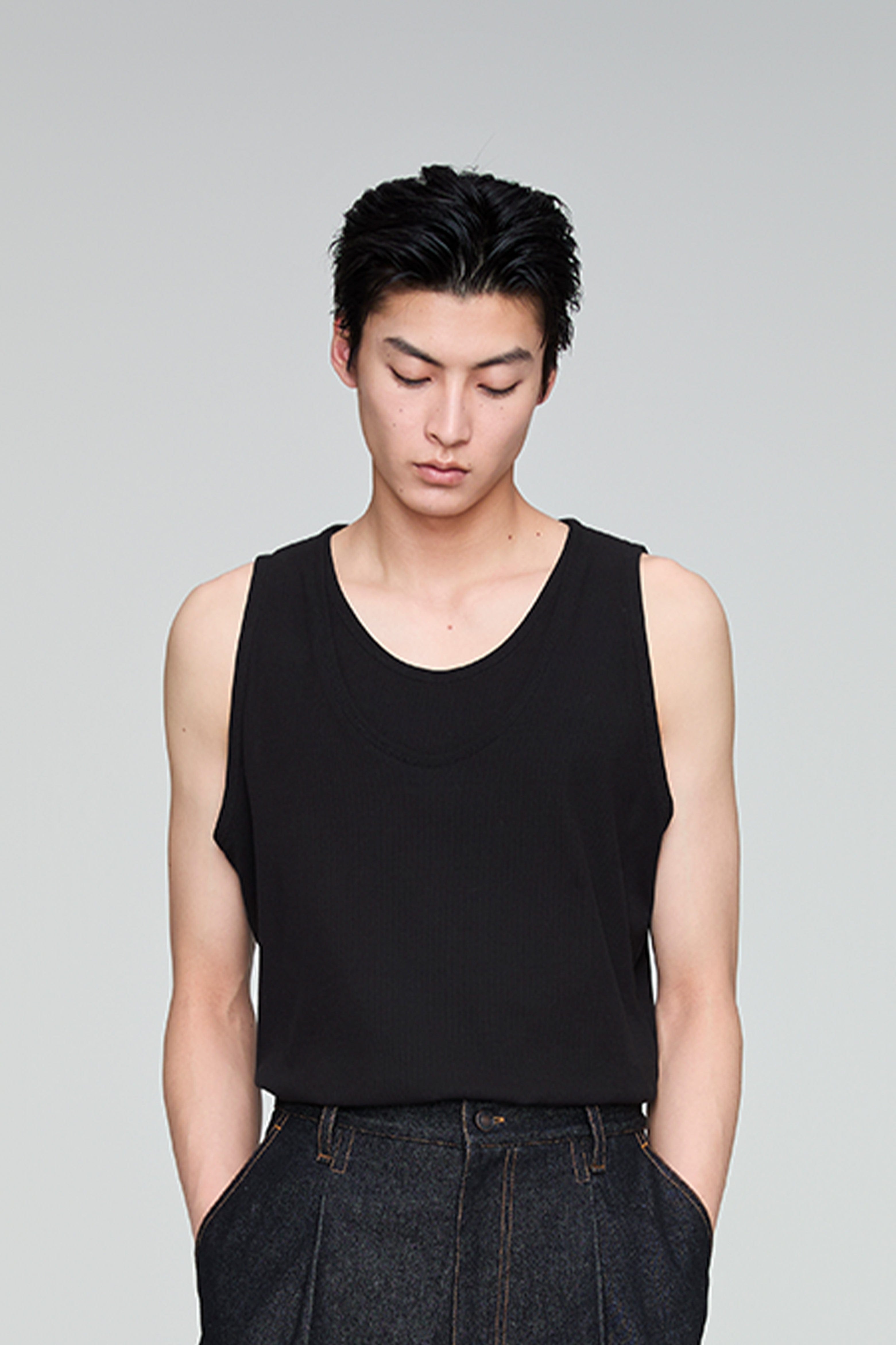 OPICLOTH Double-Layer Ribbed Tank Top