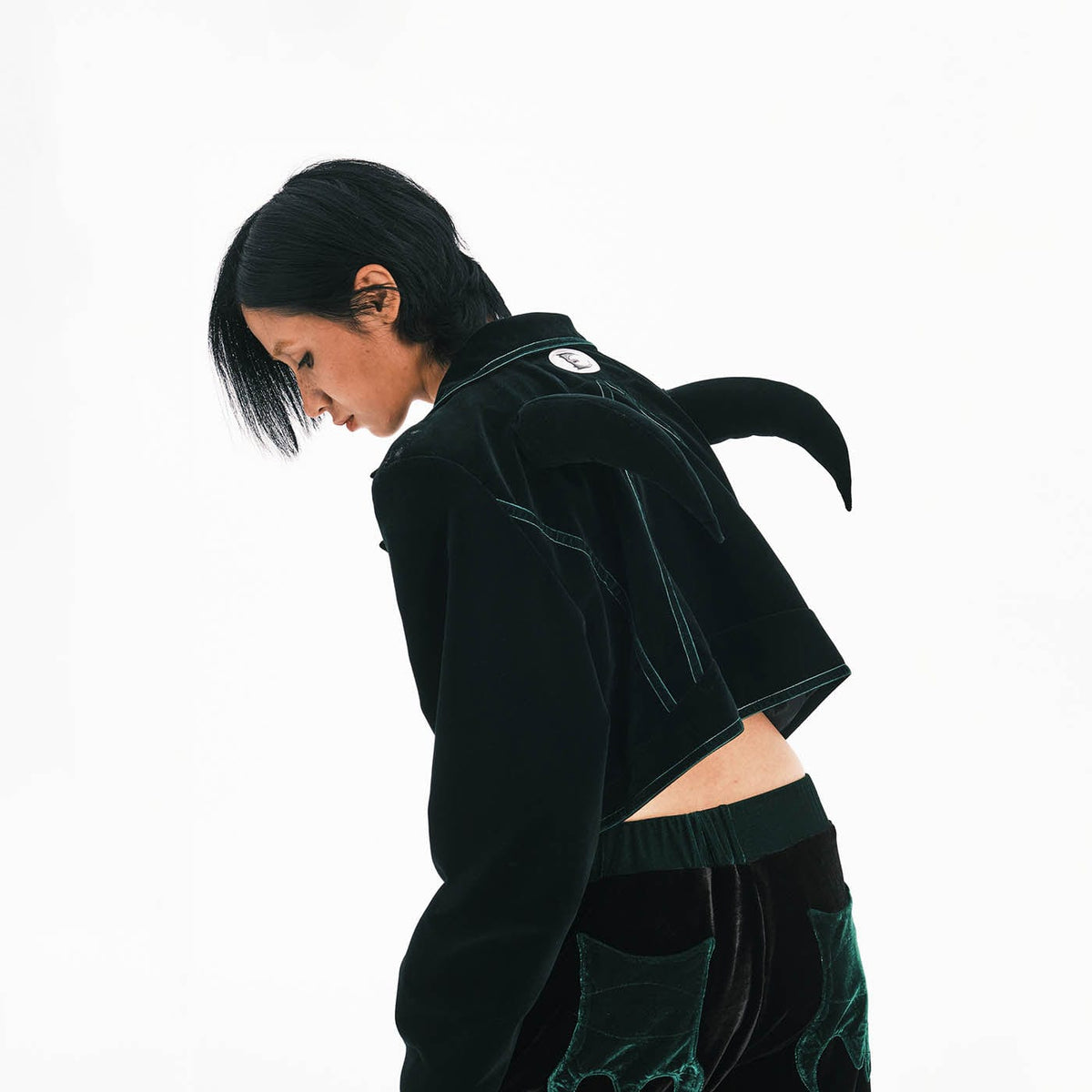 EMBRYO Devil Horned Velvet Cropped Jacket
