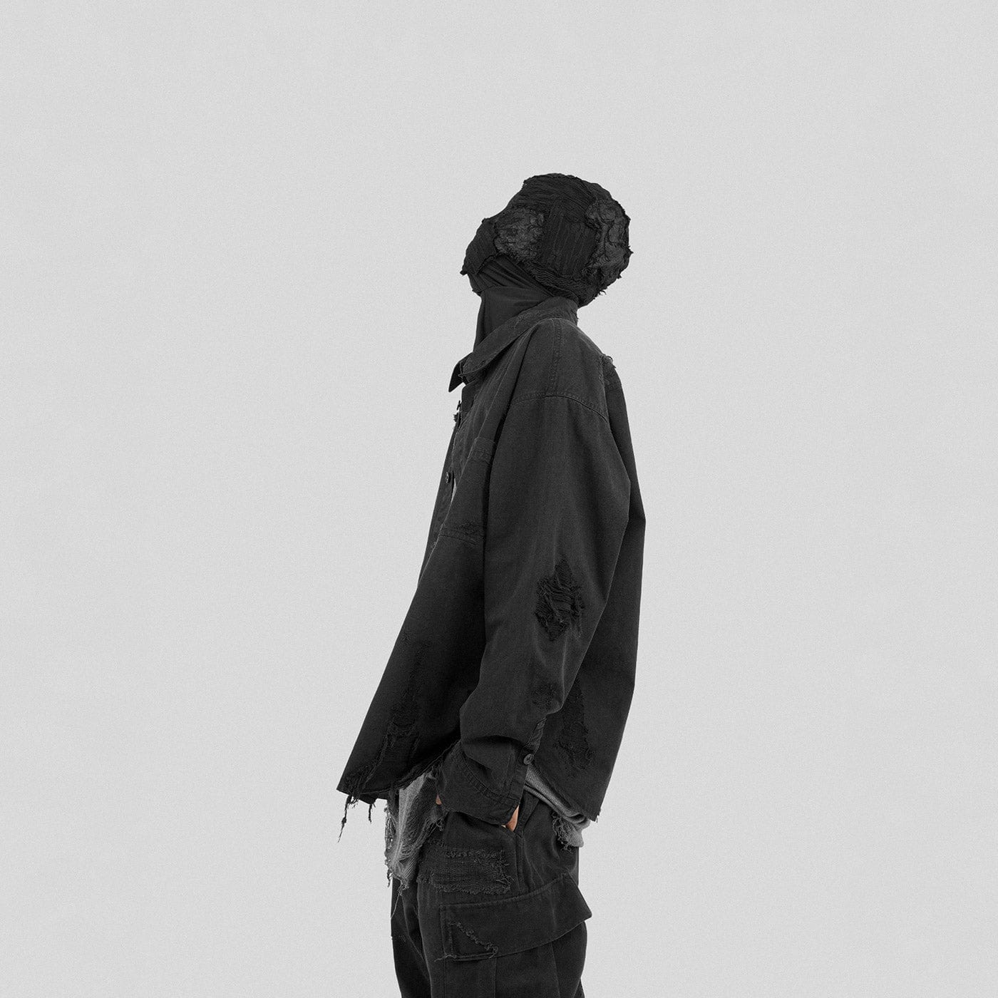 UNDERWATER Ripped Overshirt Black