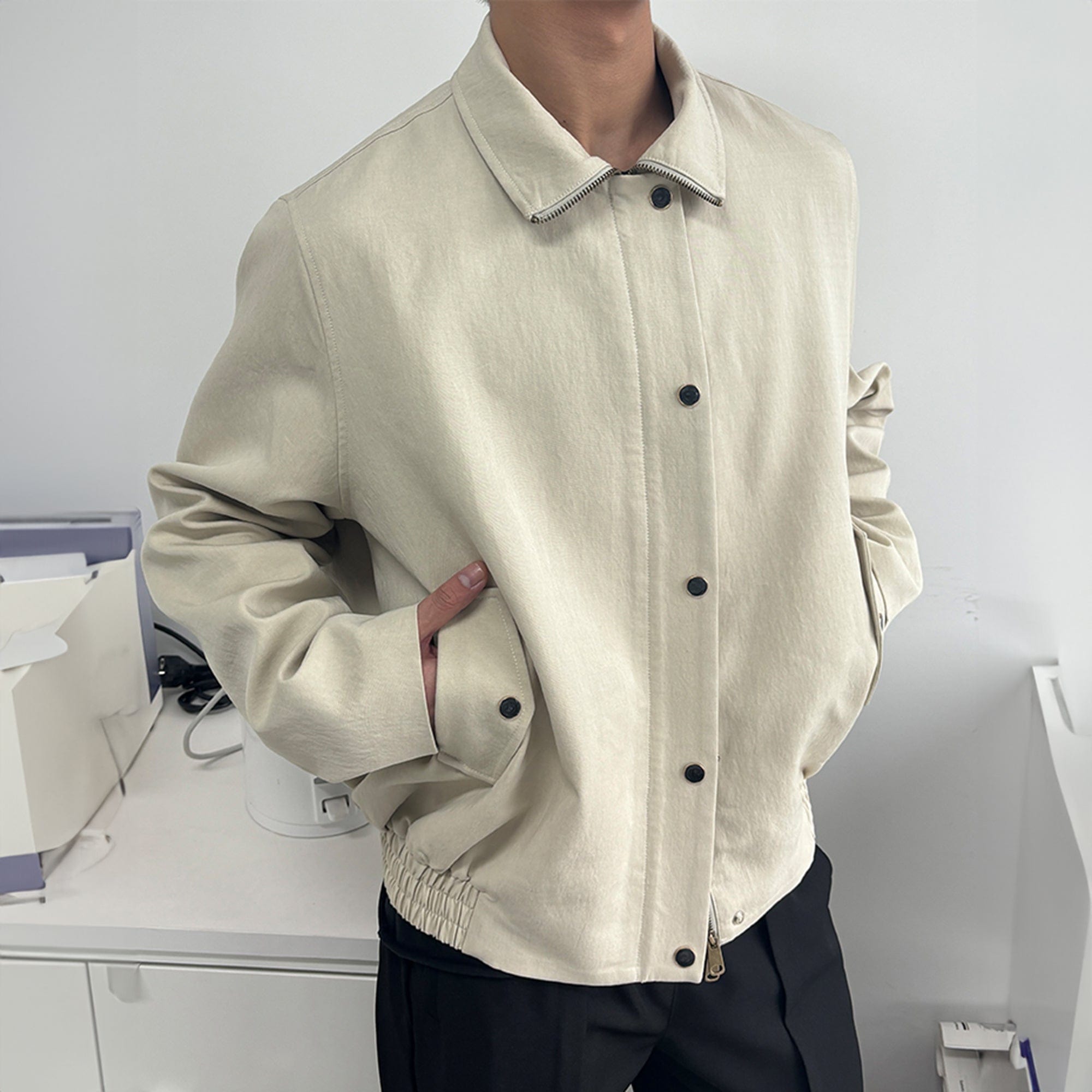 KREATE Gem Button Stand-Collar Wellington Jacket