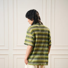EPIC POETRY Geometric Ripple Knitted Half Shirt Watermelon
