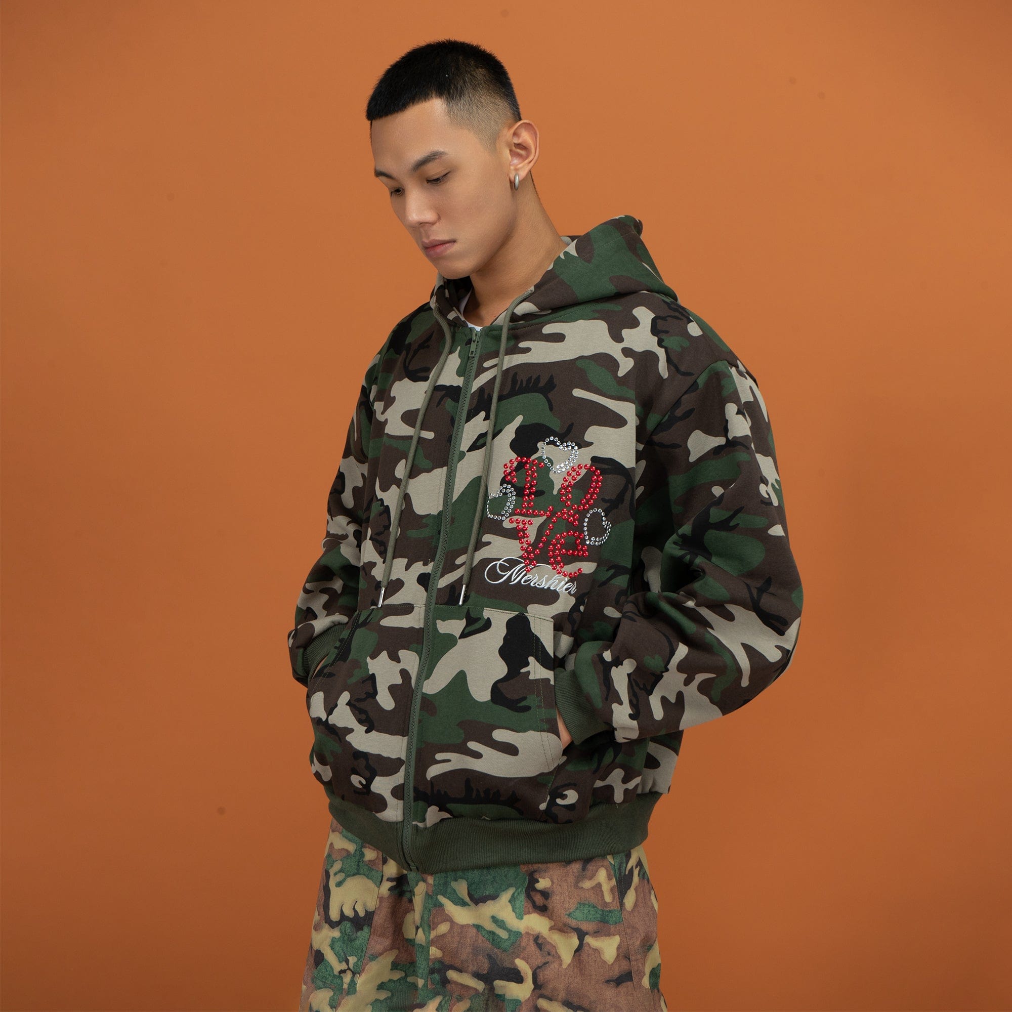CLP Camo Studded Zip-Up Hoodie