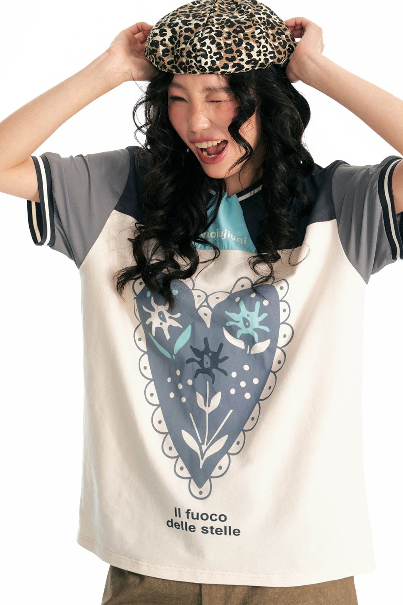 1997 POSTOFFICE Heart Floral Panelled Qucik-Dry T-Shirt