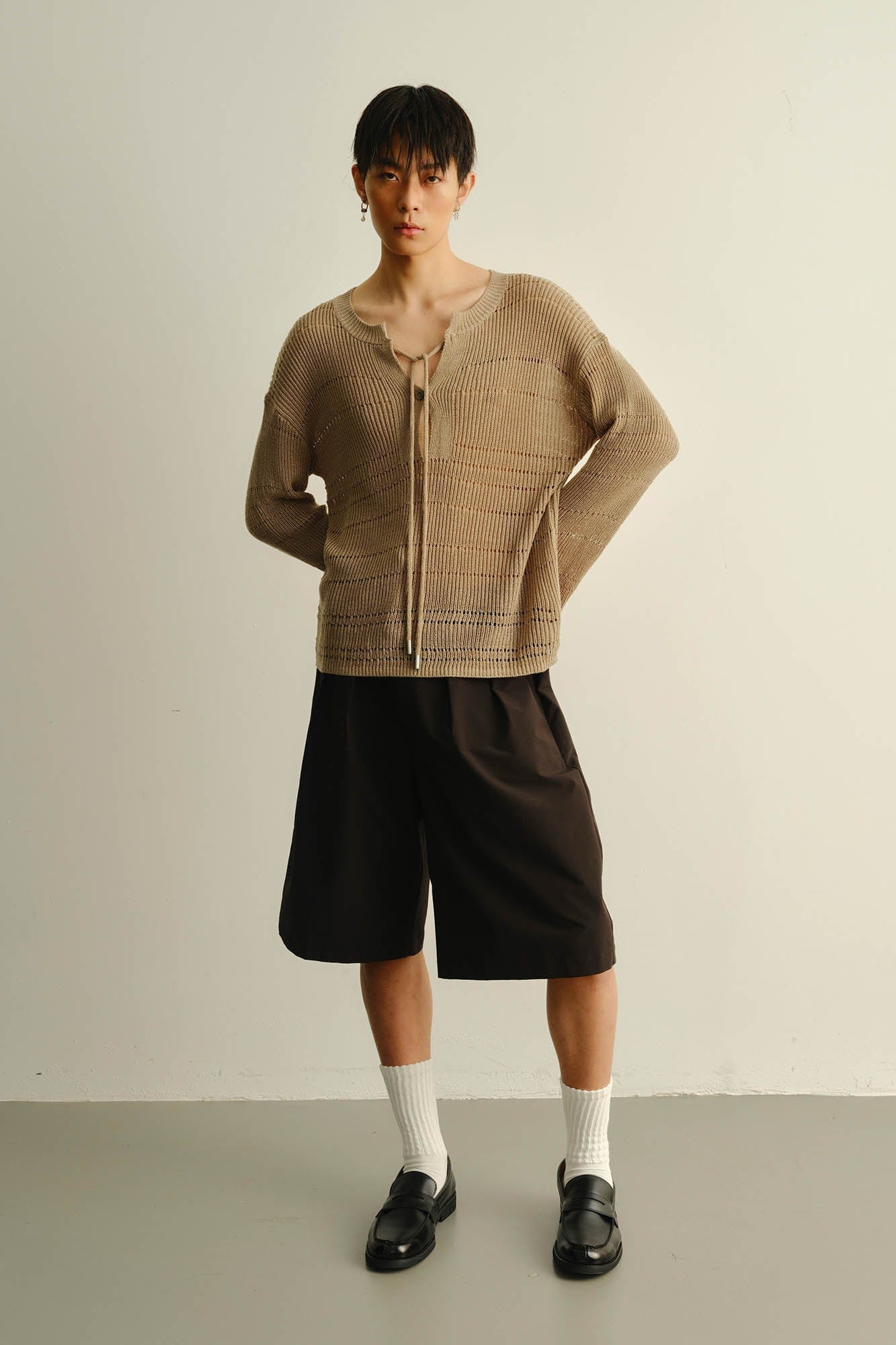 KADAKADA Open-Knit Drawstring Sweater